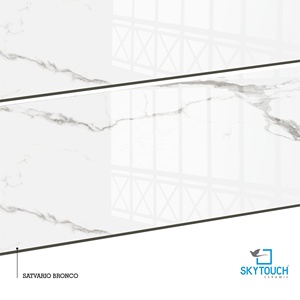 Carreaux de sol et de mur en porcelaine polie brillante blanche pleine masse 600x1200 pour intérieur d'appartement, aspect marbre - Product Image 2