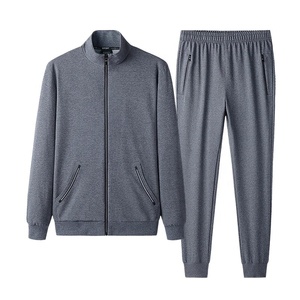 High Quality Men's Plain Track Suit With 2 Belly Pockets Fitness Slim Fit High Neck Jacket & Pants Full Zipper Front Sweat Suit - Product Image 2