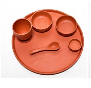 Ensemble de vaisselle en argile artisanale, écologique, biodégradable et réutilisable, avec un design anti-fuite - Product Image 1