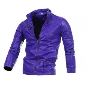 Chaqueta con Capucha de Cuero PU para Hombre, Estilo Casual Elegante, Impermeable, Ecológica, Resistente al Viento, con Forro de Poliéster, Diseño a Cuadros con Logotipo - Product Image 1