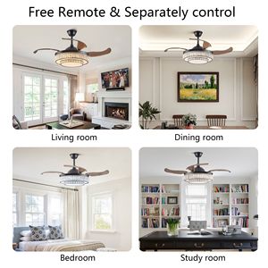 Ventilatore da Soffitto LED Contemporaneo da 48 Pollici con Telecomando, 6 Velocità, Motore DC Silenzioso Reversibile, 4 Pale Retrattili e Luce - Product Image 2