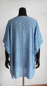 Vestido Maxi Kaftan Africano Estampado Azul, 100% Algodón Tejido, Transpirable, Holgado, Sin Mangas, Cuello en V, Estilo Dashiki, Ropa de Playa para Mujer - Product Image 2