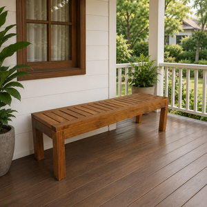 Banco de Patio de Madera de Teca Sólida, Duradero, Moderno y Contemporáneo, con Listones, Muebles de Exterior, Capacidad para 2 Personas, Construcción Resistente - Product Image 3