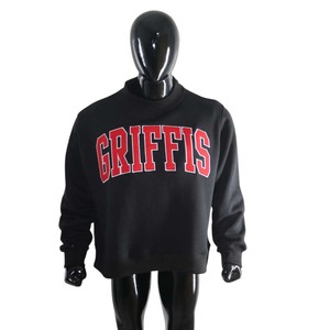 GRIFFIC Black <b>Mock</b> <b>Neck</b> Crew <b>Neck</b> Sweatshirt Men's Regular Fit Cotton French Terry Pullover Casual Autumn Wear - Product Image 5