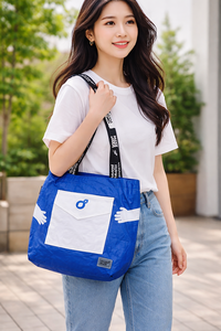 PP Non Woven Spundbond Waterproof Women's Shopping Shoulder Handbag Portable Lady <b>Tote</b> Bag Embroidery PVC <b>Zipper</b> - Product Image 3
