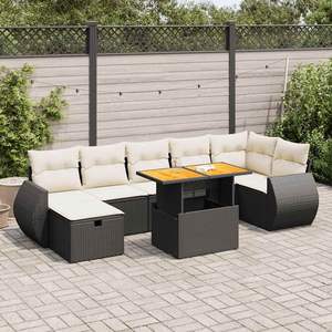 Set divano da giardino bianco crema marrone nero - Product Image 1