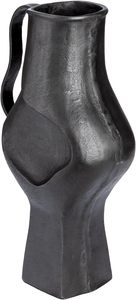 Jarrón de Mesa Negro Moderno con Acento Botánico, Diseño Industrial, Forma Escultural, Forma Geométrica Decorativa - Product Image 2
