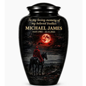 Urna Funeraria Conmemorativa Negra Personalizada con Adhesivo de Esmalte para Cenizas Humanas de Adultos - Product Image 6