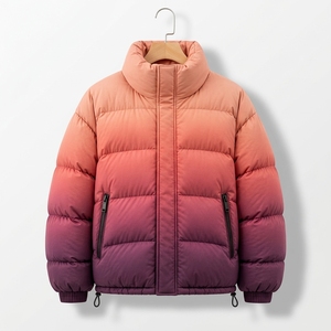 Men's Gradient Color Puffer Jacket Winter <b>Coat</b> <b>Stand</b> Collar Zip Up Outdoor Streetwear Custom Private Label OEM ODM - Product Image 2