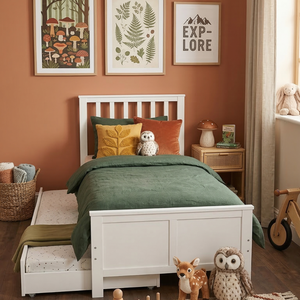 Lit convertible blanc pour tout-petit en bois massif, taille double, avec rangement, mobilier moderne pour chambre d'enfant - Product Image 5