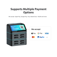 Kiosque de location de batteries externes durable et empilable à 8 emplacements avec paiement par code QR et services de personnalisation pour usage extérieur et commercial