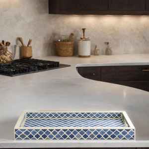 Plateau de service en os incrusté de luxe, plateau rectangulaire pour petit-déjeuner, fruits, café, thé, prix le plus bas - Product Image 2