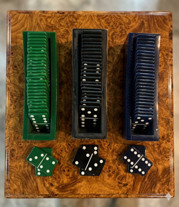Ensemble de dominos en résine, vente en gros, mini dominos en bois, cadeau, jeux de dominos classiques double six pour garçons et filles, boîte de voyage en bois - Product Image 1