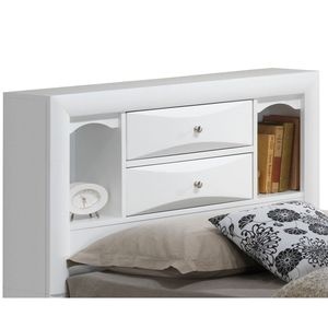 Cama Doble Moderna y Elegante con Almacenamiento, Tapizada en Blanco para Espacios Contemporáneos - Product Image 6