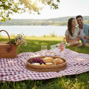 Bandeja de Ratán con Asas, Bandeja Redonda Tejida a Mano, Bandeja Natural para Servir Café, Desayuno, Decoración del Hogar, Ecológica, Venta al por Mayor - Product Image 3