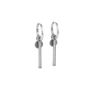 Pendientes de aro colgantes de plata de ley 925 chapados en oro con barra lineal, dijes de circonita, moneda y disco, joyería Huggie para mujer, regalo - Product Image 3