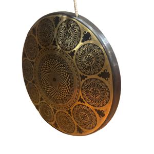 Campana de Metal tradicional Tam-Tam Gong hecha a mano, campana de canto decorativa tallada de Nepal para fines de curación de meditación de Yoga - Product Image 1