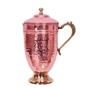 Pure Copper Classic Design Hammered copper pitcher with lid vintage copper pitcher for Drinking Water 1.5 litre