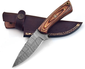 Handmade Industrial Grade Damascus Steel Hunting Knife Leather Sheath <b>Clip</b> Point Blade Straight Edge Outdoor Survival EDC Tool - Product Image 2