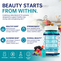 Gummies de collagène pour femmes, à mâcher facilement, pour des cheveux sains, des ongles forts et une peau éclatante, avec biotine et collagène de poisson, 60 unités