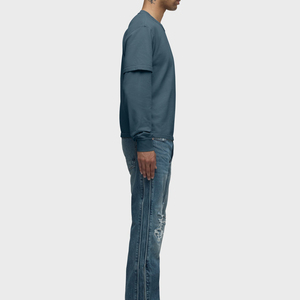 T-shirt décontracté à manches longues en jersey pour homme, 100 % coton, écologique, anti-boulochage, respirant, coupe ample, chemise double couche pour homme - Product Image 5
