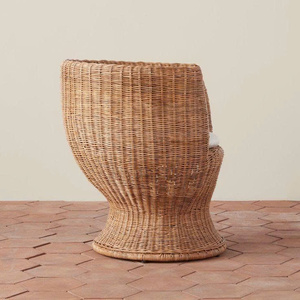 Fauteuil lounge ergonomique en rotin tressé à la main avec coussin, fauteuil en osier naturel, confortable, durable, écologique, élégant - Product Image 3