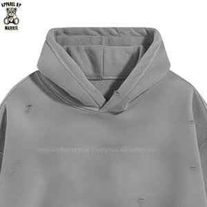 เสื้อฮู้ดดี้ผู้ชายผ้าฝ้ายสไตล์ดิสเทรส ผ้าฝ้ายเนื้อนุ่มสบาย สำหรับแฟชั่นแนวสตรีทแวร์ลำลองและสวมใส่ได้ทุกวัน - Product Image 6