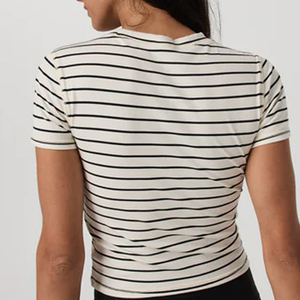 Stripped Design Slim Fit Relaxed And Comfortable material Women T Shirt With Custom Logo Designing <b>Cheap</b> With Soft Material 2026 - Product Image 5