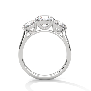 Bague classique à trois pierres en moissanite, taille brillant rond, sertie à griffes, bijoux de fiançailles pour femme - Product Image 2