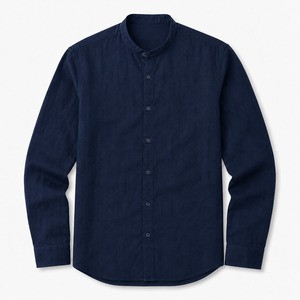 Chemise d'été respirante pour homme en lin uni, col à revers boutonné, manches longues, coupe classique, décontractée et professionnelle, OEM ODM, logo personnalisé - Product Image 2
