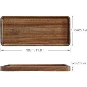 Bandeja de lujo para desayuno de madera maciza de acacia con asas, bandeja portátil para servir, para uso en el hogar, cocina, restaurante y resort. - Product Image 4