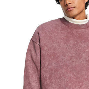 Street Wear Latest Design Men Basics Acid Wash Sweatshirt Solid Color Adult Size Men Acid Wash Sweatshirt - Product Image 5