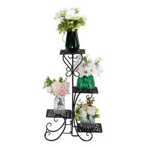 Artisasset Scaffale portaoggetti nero verniciato da 32,3 pollici di altezza con 4 scomparti a forma di supporto per piante in vaso - Product Image 5