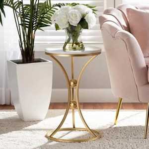 Modern Round White <b>Marble</b> <b>Side</b> <b>Table</b> Luxury Gold Metal Pedestal End <b>Table</b> Coffee <b>Table</b> For Living Room Furniture Hotel Villa - Product Image 4