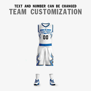 Conjunto de Uniforme de Baloncesto Personalizado Blanco y Azul, Jersey Sublimado, Pantalones Cortos Unisex para Adultos, Nombre del Equipo 00, Ropa Deportiva Transpirable de Malla - Product Image 4