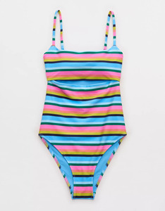 Maillot de bain une pièce push-up brésilien en tissu uni à découpes et détails brillants, col en V - Product Image 5