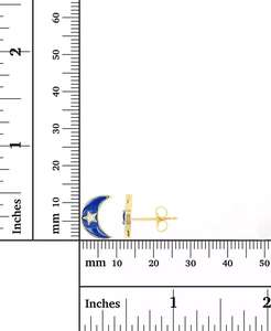 Clous d'oreilles Croissant de Lune en Argent Sterling Plaqué Or 14K avec Cubic Zirconia et Émail | Macy's - Product Image 3