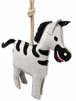 Jouets pour chevaux en cuir souple et confortable, fabriqués en Inde par Horsekraft, résistants, flexibles, avec corde de sécurité, en carton gris clair