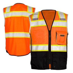 Safety Wear Men's Hi-Viz Reflective Tape <b>Jackets</b> Workwear Security High Visibility Zipper Vest <b>Jackets</b> For <b>Worker</b> - Product Image 1