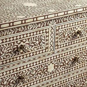 Cajón con Incrustaciones de Hueso de ILAHI, Diseño Moderno con Detalles de Ágata, Mueble Portátil para el Hogar - Product Image 1