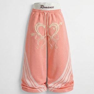 OEM Custom Women's Oversized <b>Crop</b> <b>Top</b> Wide Leg Jogger Pants Set Streetwear Spring Wear Solid Lightweight Embroidery Logo - Product Image 3