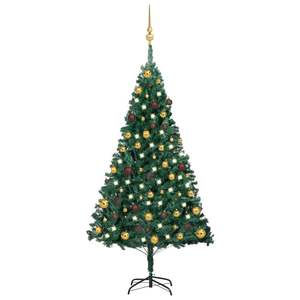Árbol de Navidad preiluminado artificial de PVC verde 59,1 \ "con juego de bolas - Product Image 1
