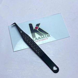 Pince à épiler professionnelle Kaamir pour extensions de cils, en acier inoxydable, lisse, 12 mm, anti-magnétique, précision, volume, logo personnalisé - Product Image 1