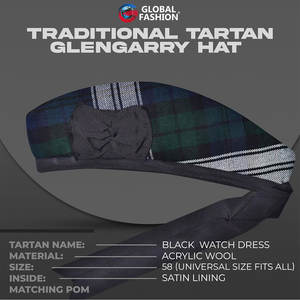 Gorro de Tartán Glengarry de Mezcla de Lana de Primera Calidad, Ideal para Bodas Escocesas, Desfiles y Celebraciones Culturales - Product Image 3