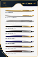 Ensemble de stylos promotionnels Parker Vector avec manche en métal, logo personnalisé, or mat, noir, acier inoxydable, stylo à bille, stylo roller, cadeau d'écriture