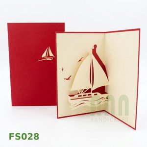 Cartes de vœux 3D pop-up personnalisées de haute qualité, style bateau, à deux cartes, découpées, faites à la main en papier, pour Thanksgiving, remerciements, cadeau - Product Image 1