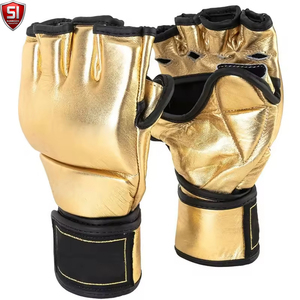 SUMROOS Customizable Digital Printed Half Finger MMA Gloves PU Leather Laced Training Sparring Boxing Adjustable Martial Arts - Product Image 5