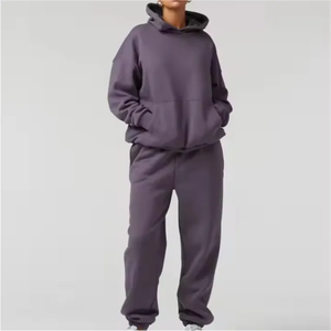 Winter Fashion Womens Oversized Hoodie And Jogger Pants <b>Set</b> Soft Cotton Fleece Custom Tracksuit Cotton - Product Image 5