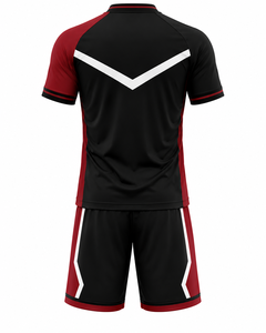 Ensemble de maillots de football unisexe noir, rouge et blanc, manches courtes, col en V, respirant, anti-transpiration, uniforme sportif d'été en polyester - Product Image 5