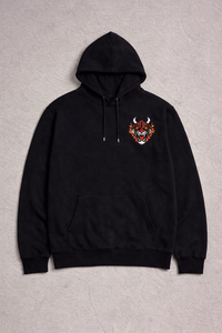 Ensemble sweat à capuche et pantalon noir pour homme, motif flamme et logo tigre, survêtement décontracté pour l'automne, collection Fire Athlete Industry - Product Image 4